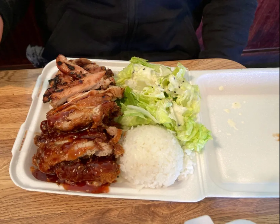 Chicken Teriyaki and Katsu Combo with Rice and Salad